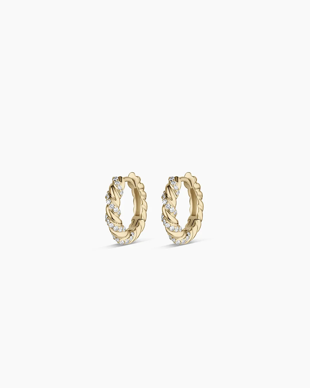 14K Diamond Crew Huggies sold by Gorjana