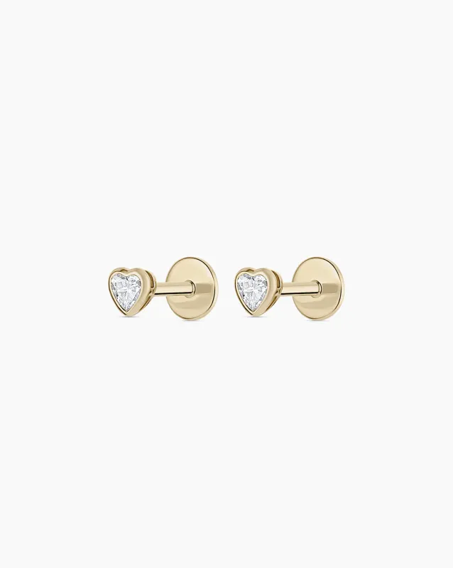 Lab Grown Diamond Heart Flat Back Studs sold by Gorjana