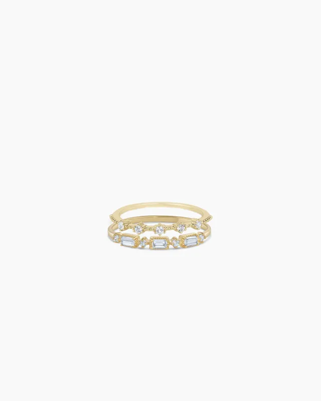 Diamond and White Topaz Ring Set sold by Gorjana