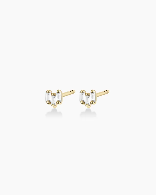 White Sapphire Amara Trio Studs sold by Gorjana