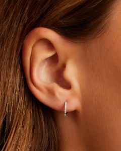 14k White Gold Diamond Pavé 11mm Huggie sold by Gorjana