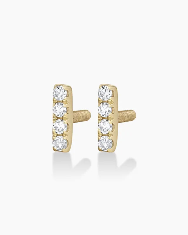 Diamond Pavé Bar Flat Back Studs sold by Gorjana