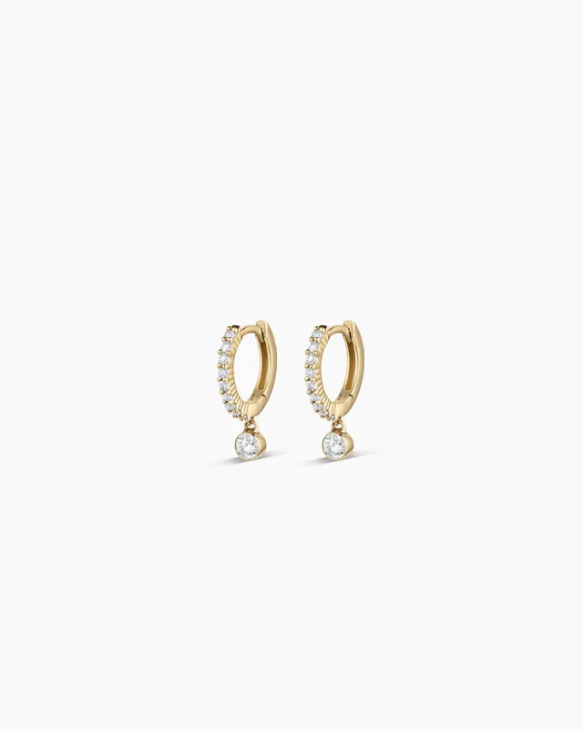 Diamond Drop Pavé Huggies sold by Gorjana