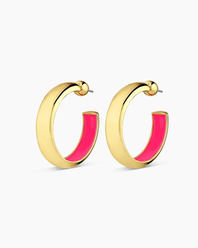 Paseo Enamel Hoops (Pink) sold by Gorjana