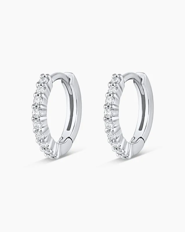 14k White Gold Diamond Pavé 9mm Huggies sold by Gorjana
