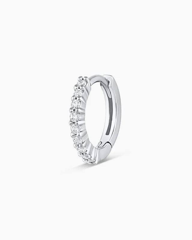14k White Gold Diamond Pavé 9mm Huggie sold by Gorjana