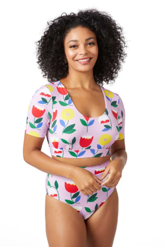 Fleur Pink Crop Swim Top sold by gorman
