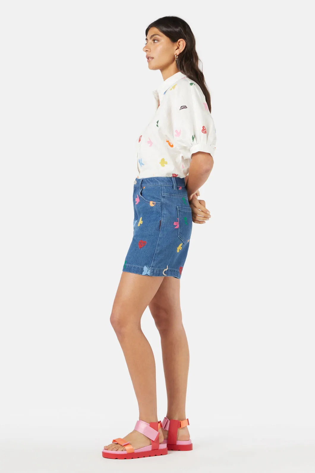 Birds And Flowers Embroidered Short sold by gorman product image thumbnail 2