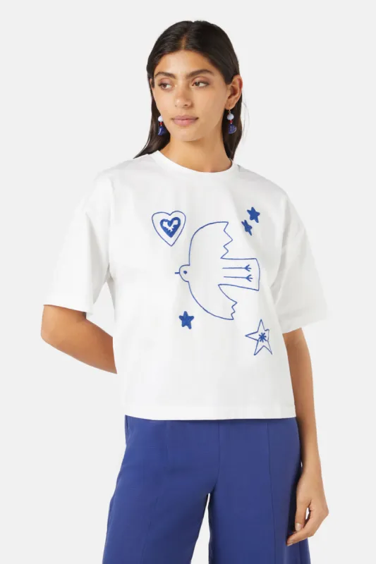 Lovebirds Embroidered Tee made by gorman