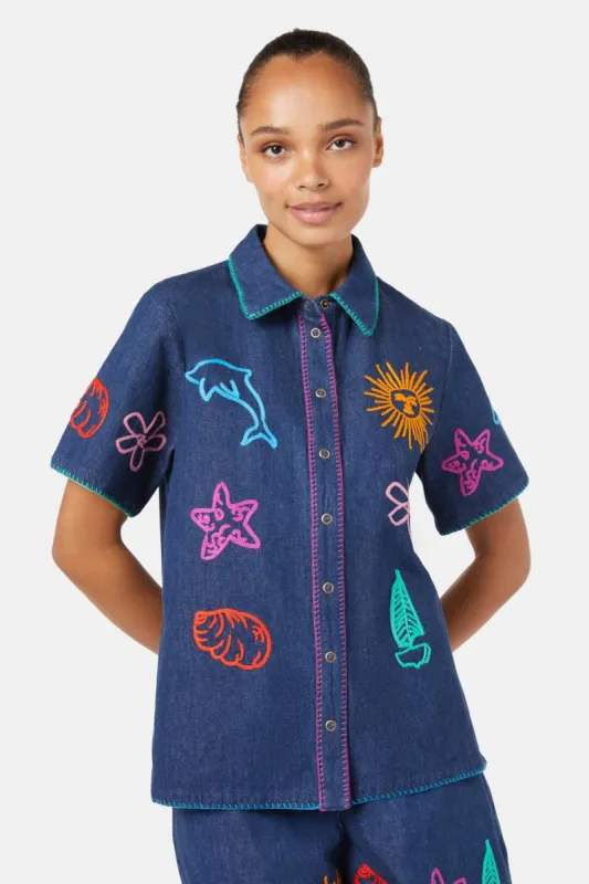 Taking Time Emb Denim Shirt sold by gorman