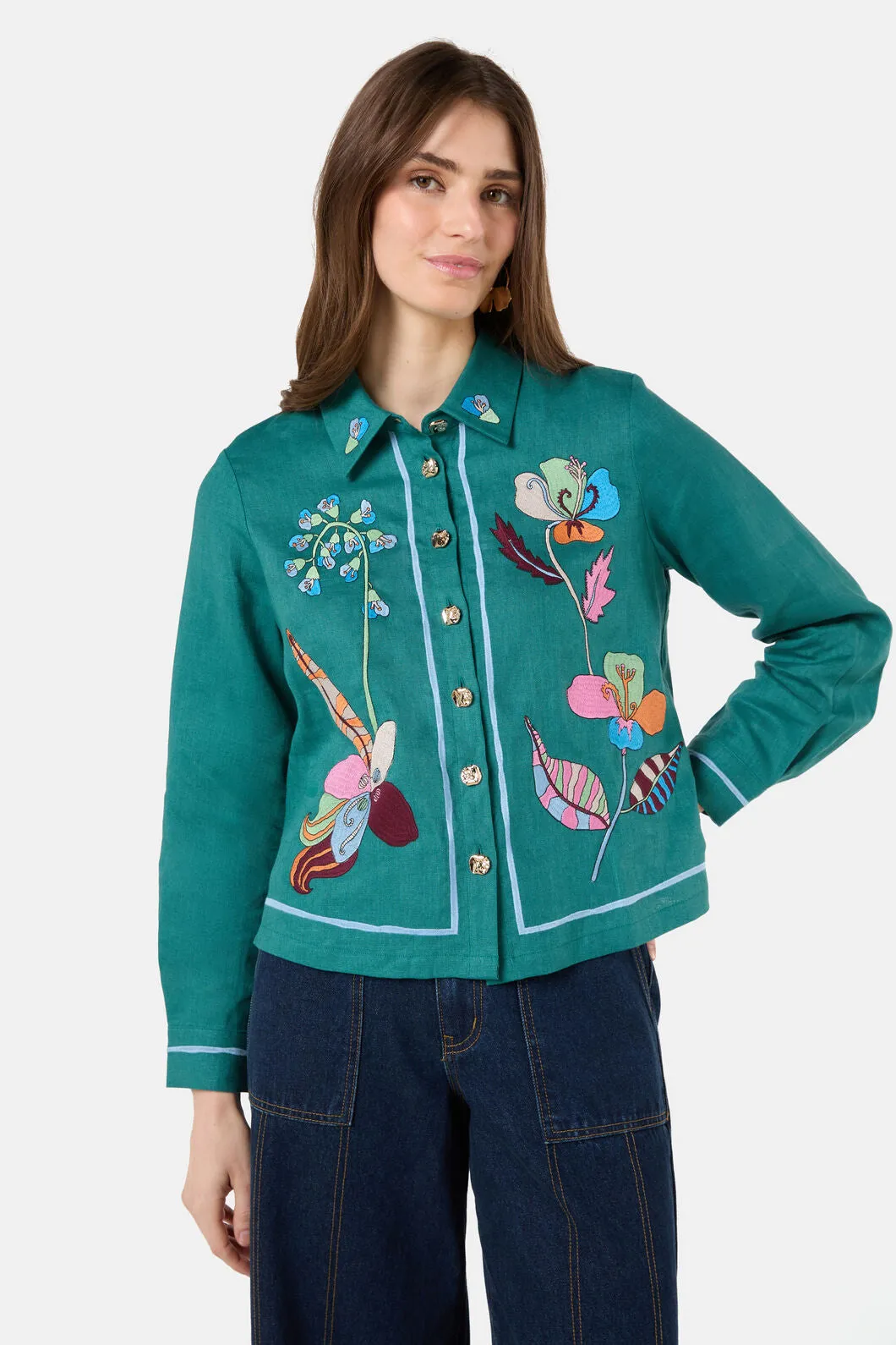 Flora Aurora Embroidered Shirt sold by gorman