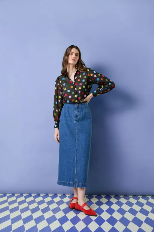 Peyton Denim Midi Skirt sold by gorman
