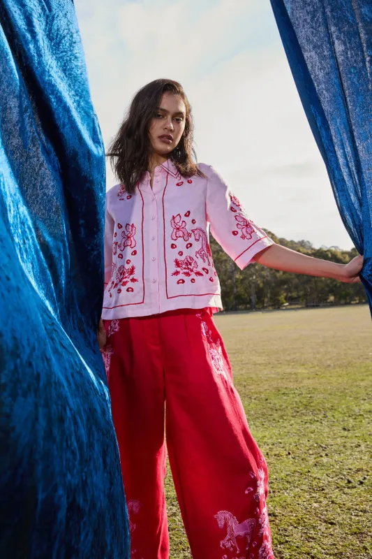 Ainslee Linen Anglaise Shirt made by gorman