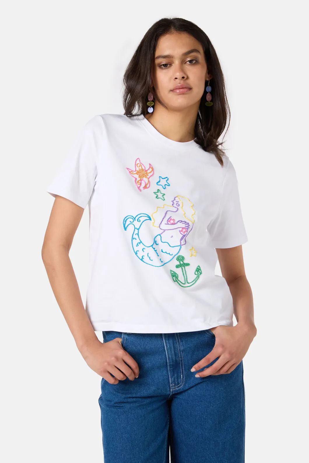 Sirena Embroidered Classic Tee sold by gorman