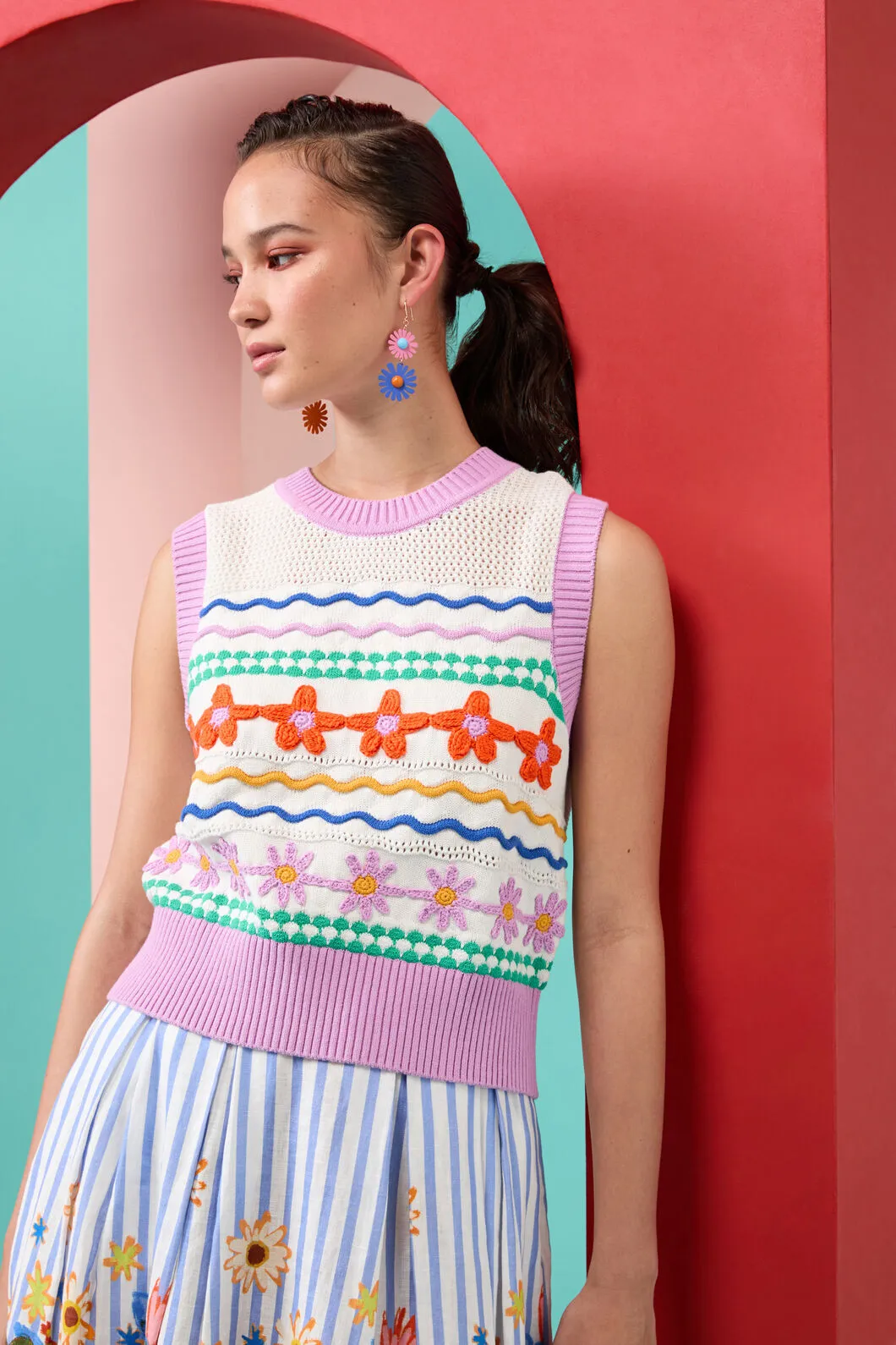 Flower Crochet Knit Vest sold by gorman