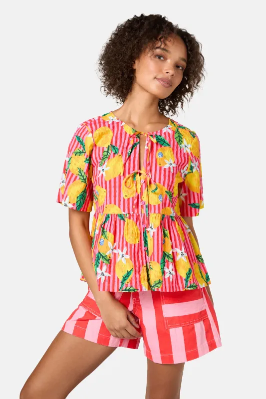 Lemonade Seersucker Print Top sold by gorman