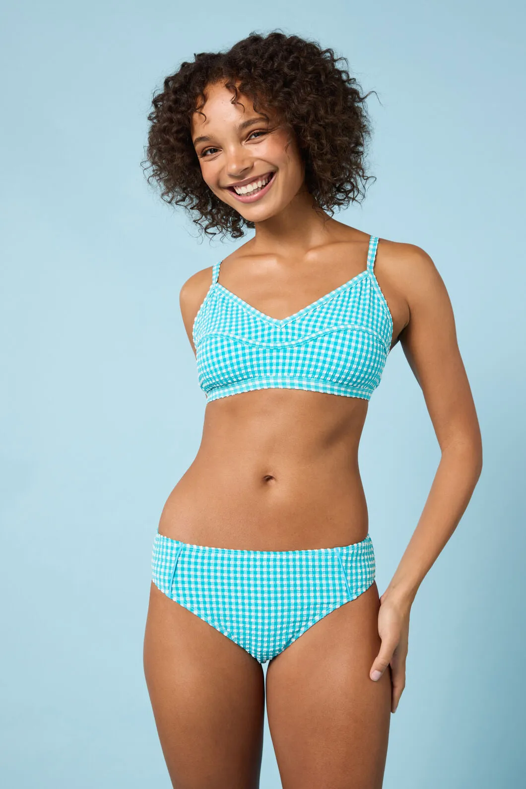 Tidal Tartan Gingham Bikini Top sold by gorman