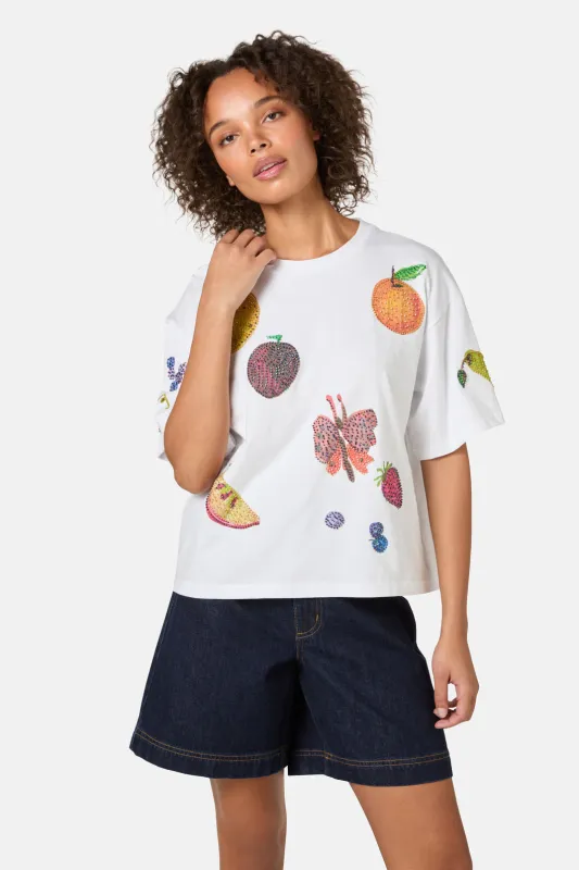 Fruit Beaded Oversized Tee made by gorman