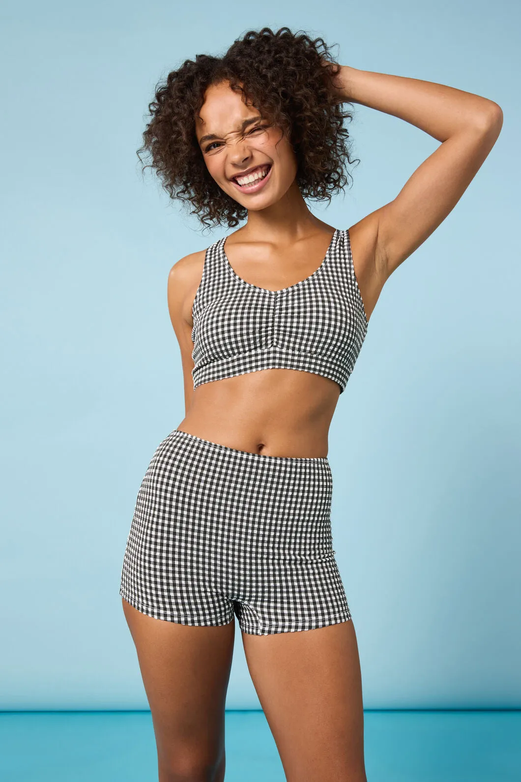 Checkmate Gingham Bikini Top sold by gorman