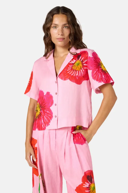 Poppies Print Linen Shirt sold by gorman