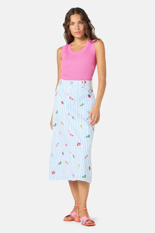 Antipasto Print Denim Skirt sold by gorman