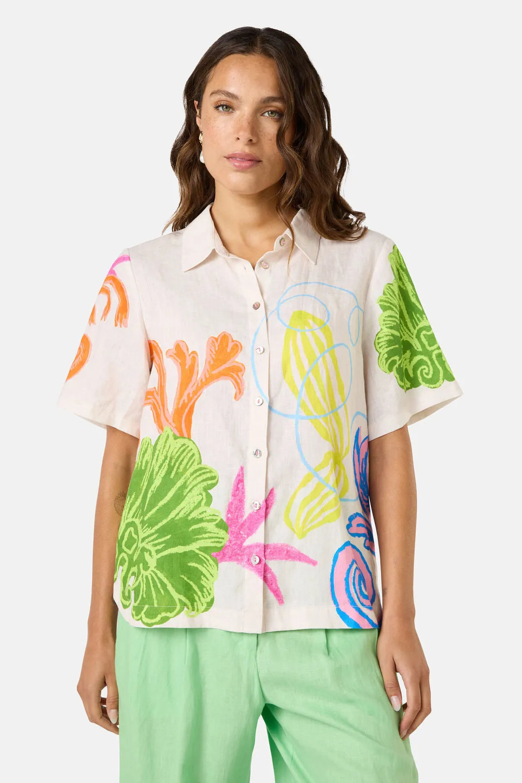 Fleur Tango Print Linen Shirt sold by gorman