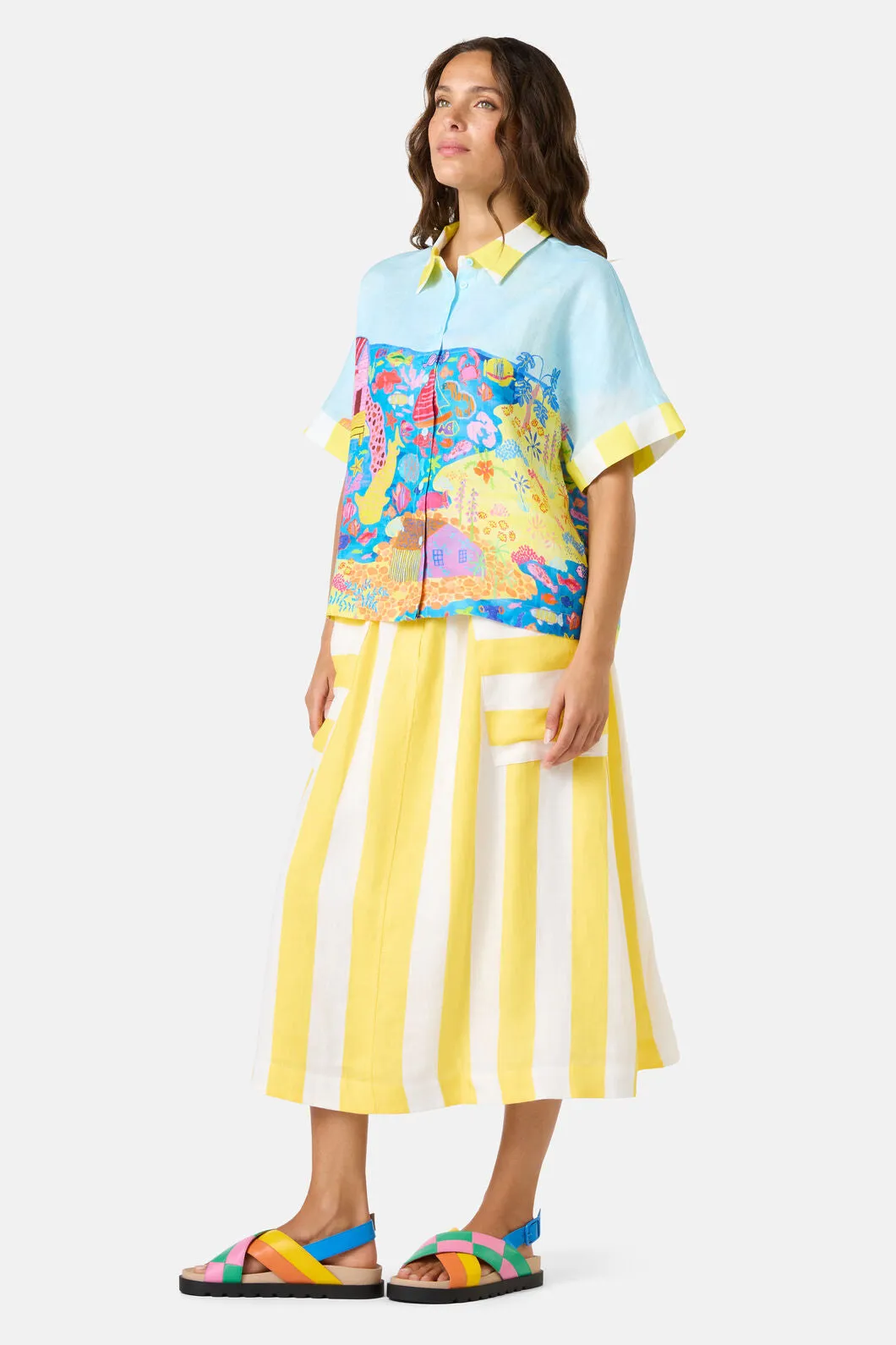 Fish Ahoy Print Linen Shirt sold by gorman product image thumbnail 3