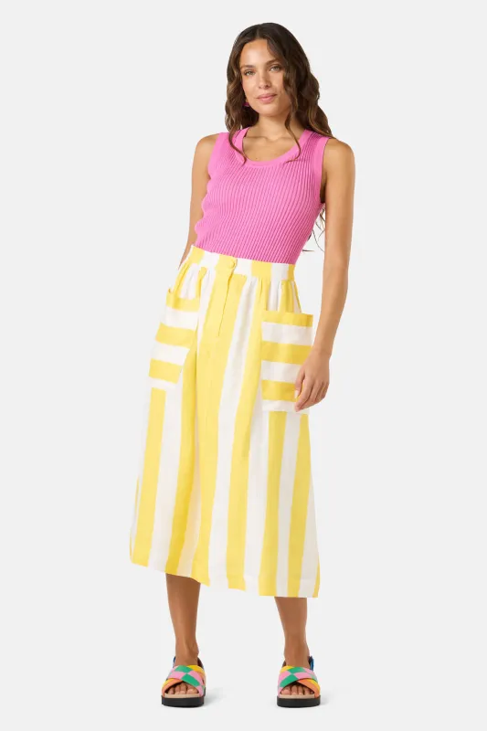 Amara Stripe Linen Skirt made by gorman