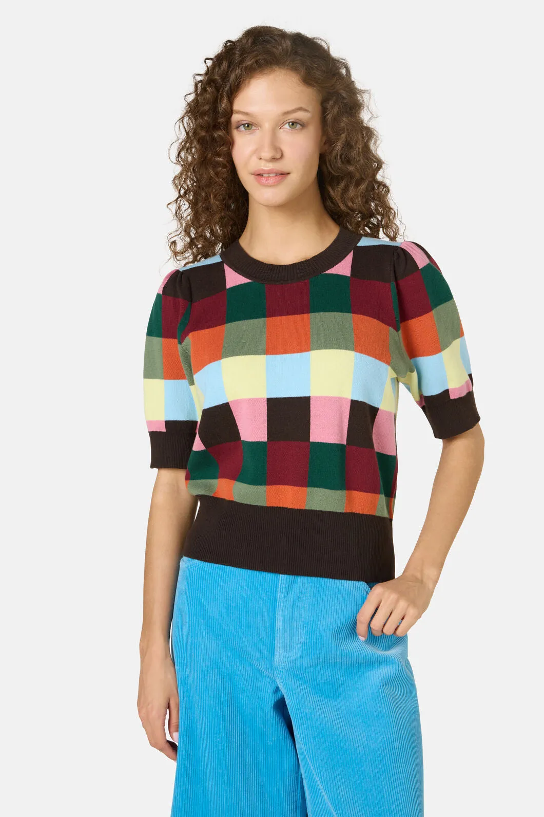 Camp Check Cotton Knit Top sold by gorman