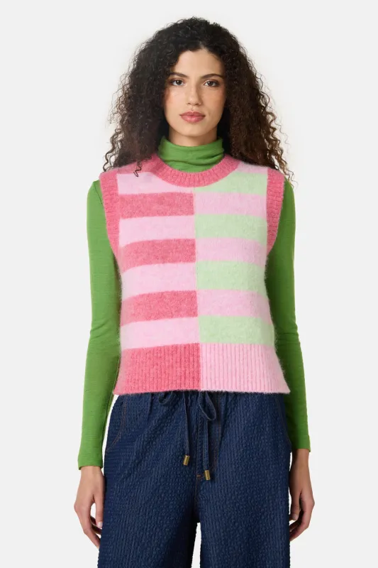 Linea Stripe Alpaca Vest made by gorman