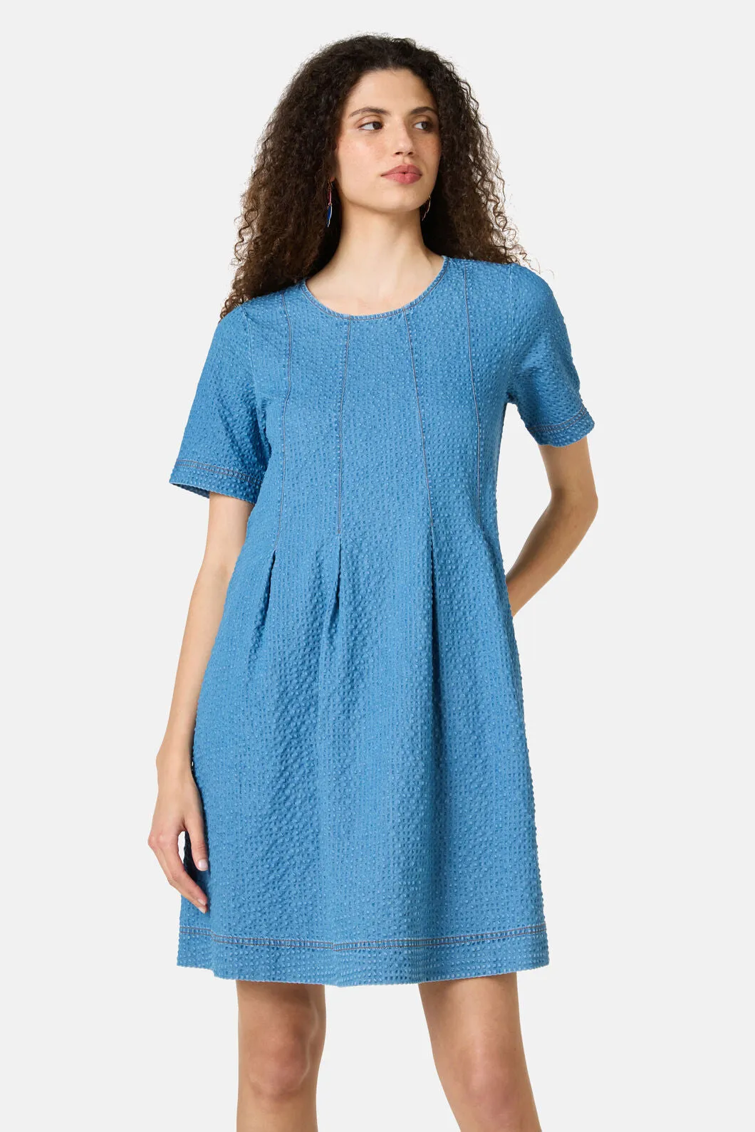 Daphne Seersucker Denim Dress sold by gorman