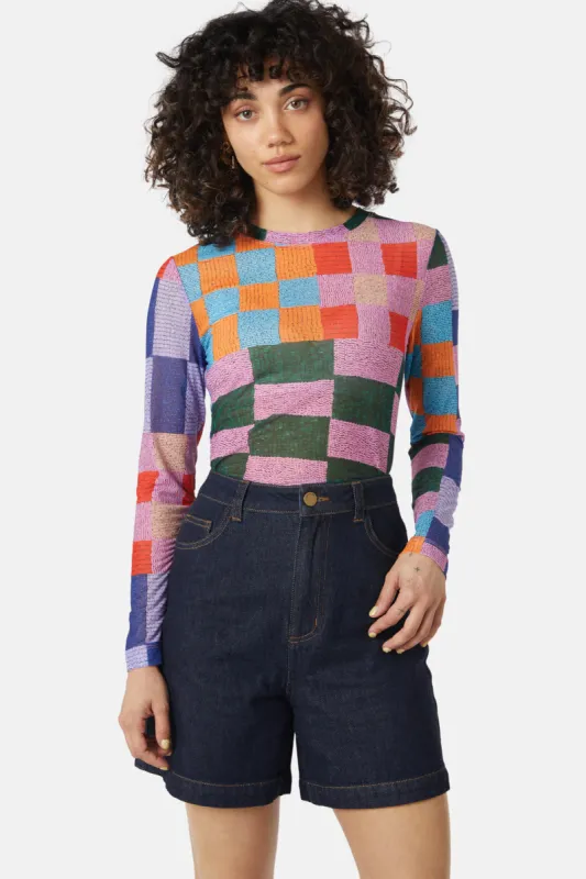 Beaded Check Mesh Top sold by gorman