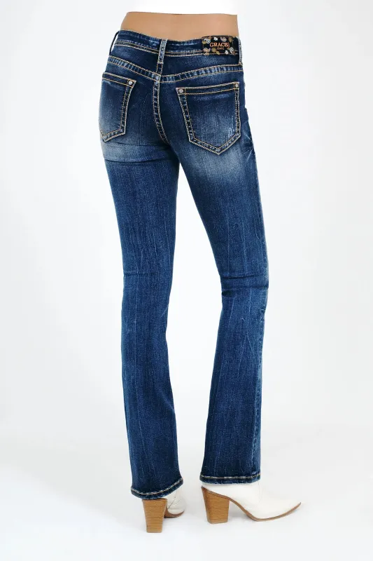 Basic 5 Pocket Mid Rise Bootcut Jeans made by Grace in LA