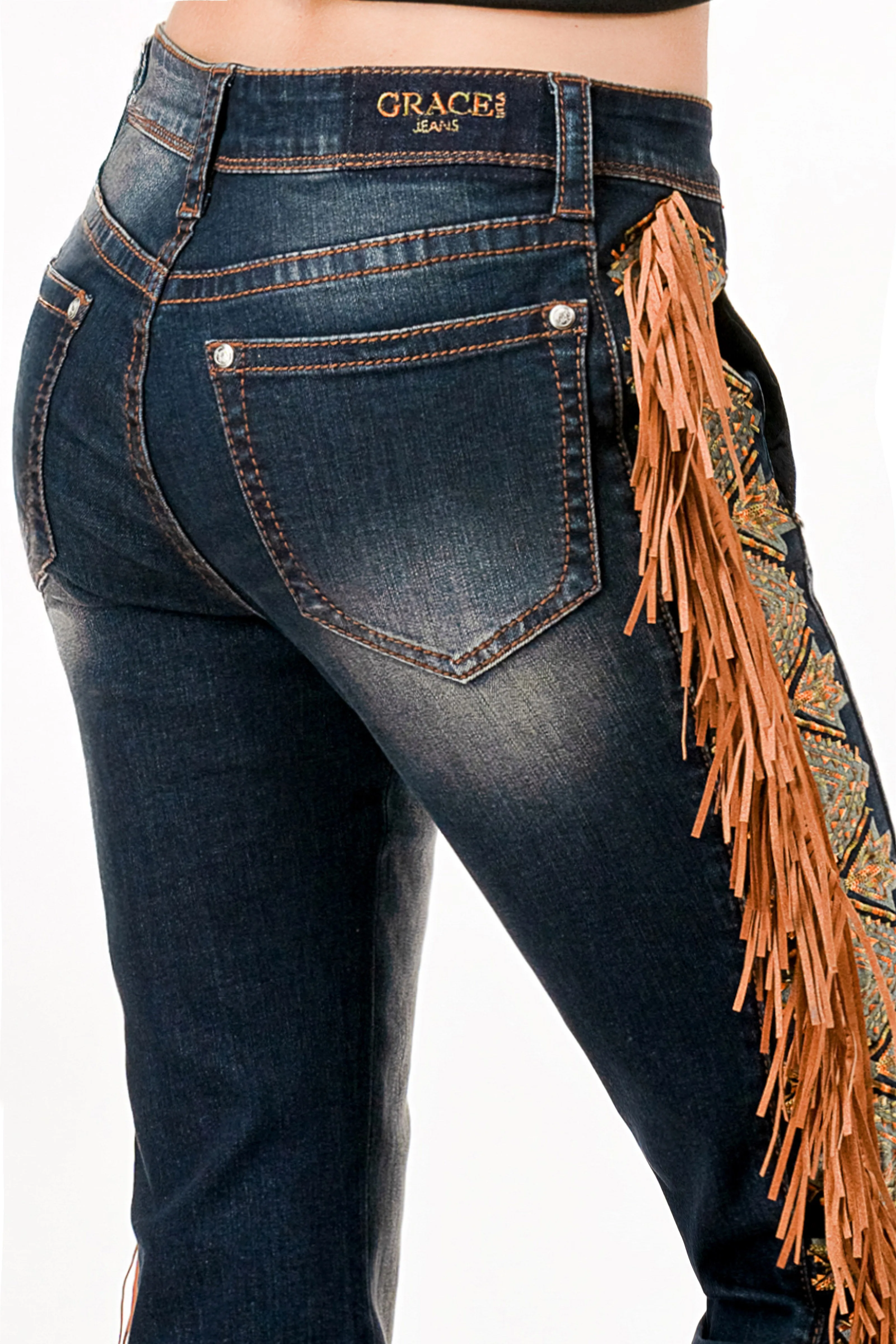 Tassel Trim Cowgirl Jeans sold by Grace in LA product image thumbnail 3