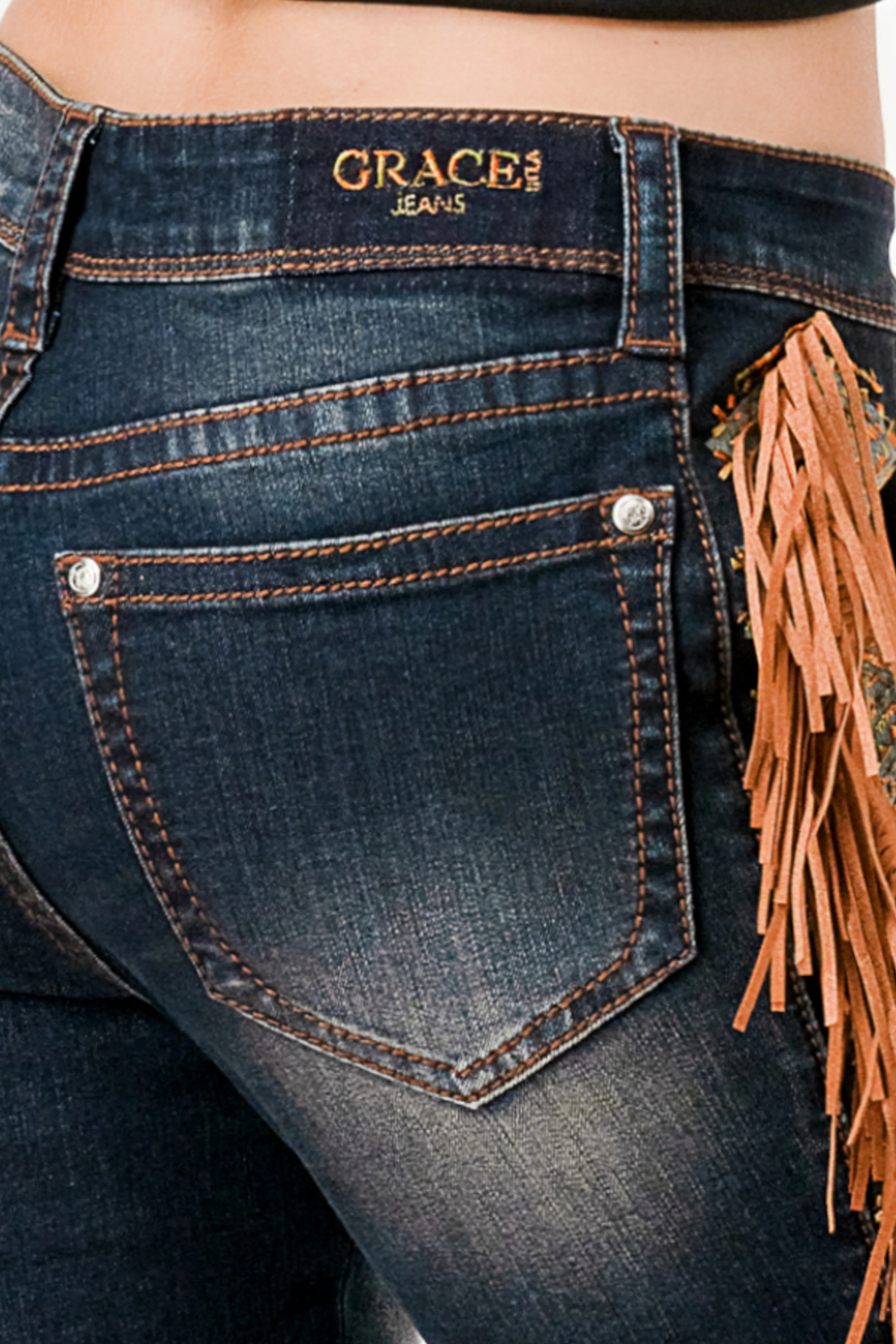 Tassel Trim Cowgirl Jeans sold by Grace in LA product image thumbnail 2