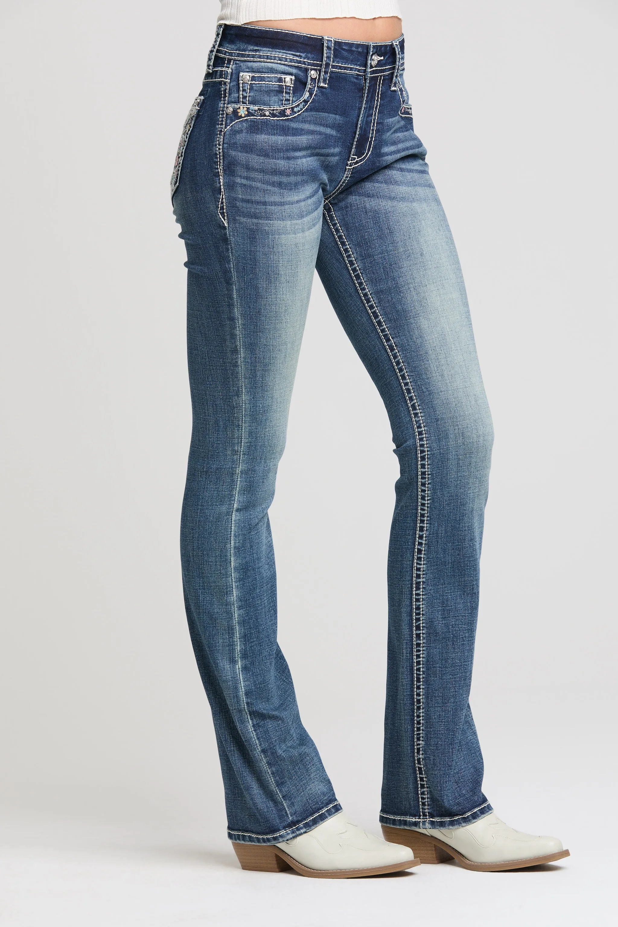Paisley Border Embroidery Bootcut Jeans sold by Grace in LA product image thumbnail 4