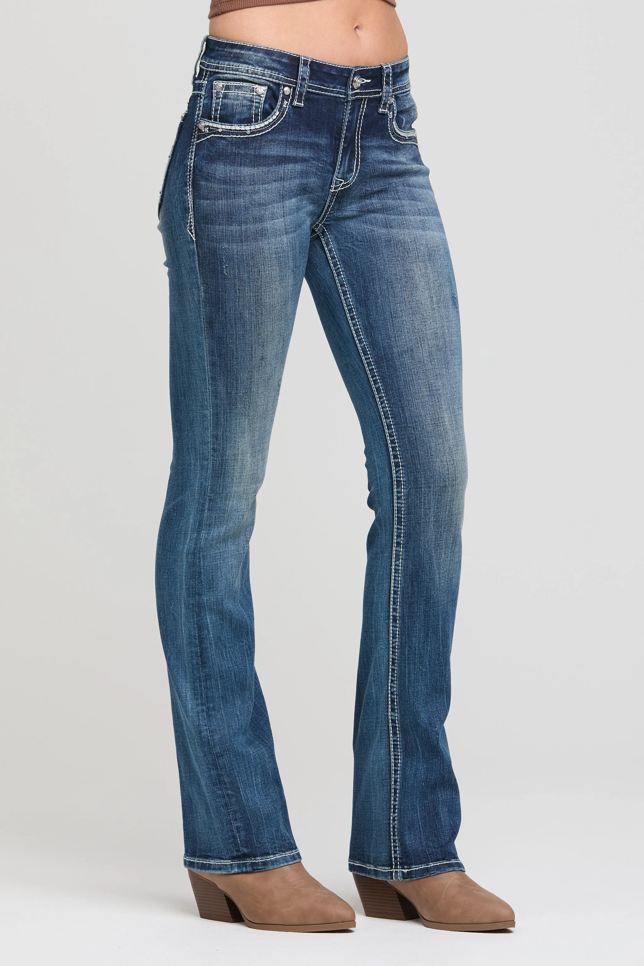 Cross Embroidery Bootcut Jeans sold by Grace in LA product image thumbnail 4