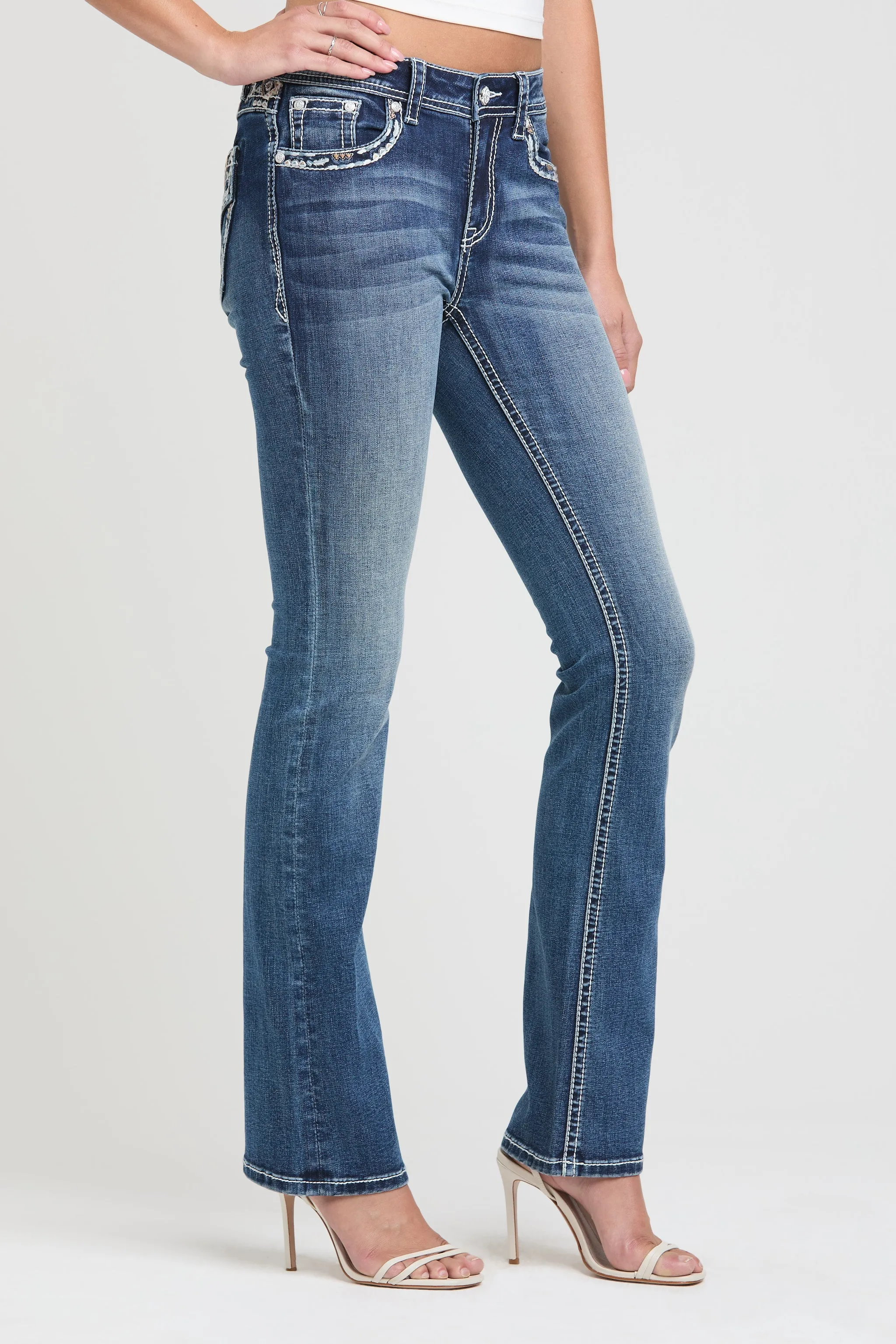 Aztec Yoke Detail Bootcut Jeans sold by Grace in LA product image thumbnail 4