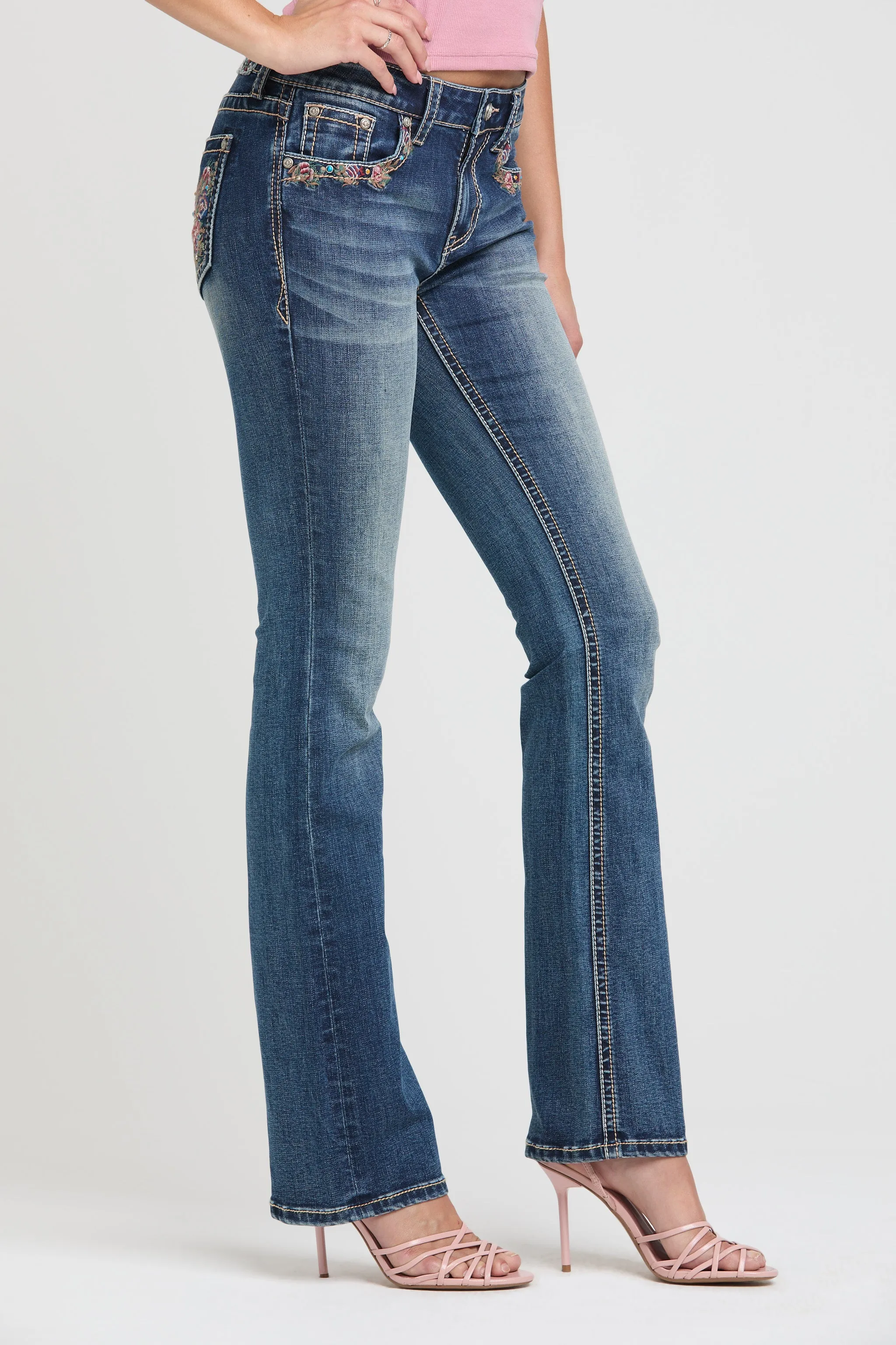 Butterfly Embroidery Bootcut Jeans sold by Grace in LA product image thumbnail 4