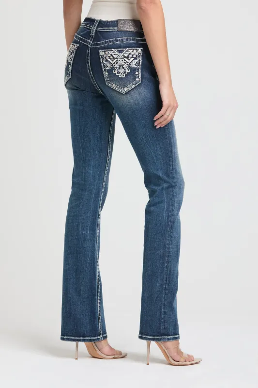 Aztec Embroidery Bootcut Jeans made by Grace in LA