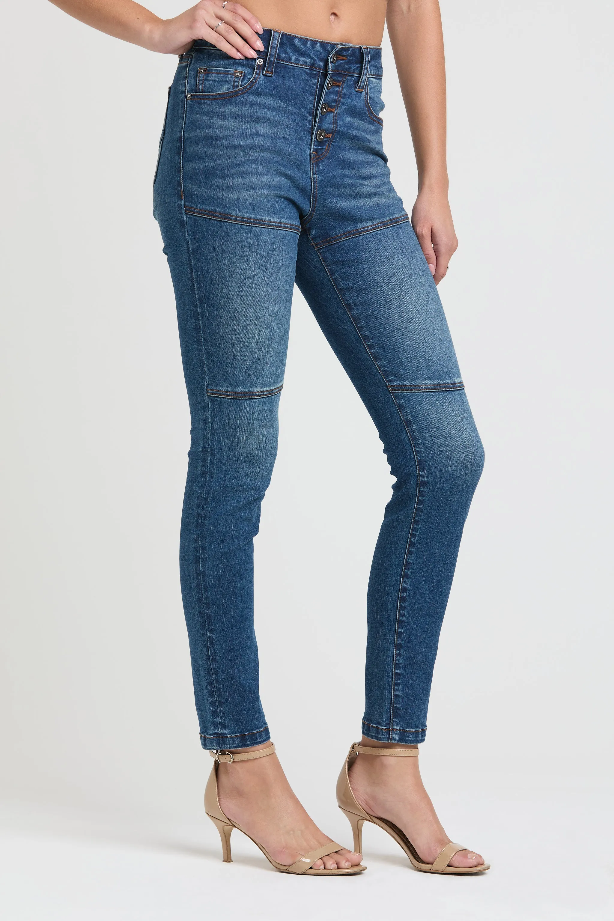 Moto-Inspired Seaming Skinny Jeans sold by Grace in LA product image thumbnail 4