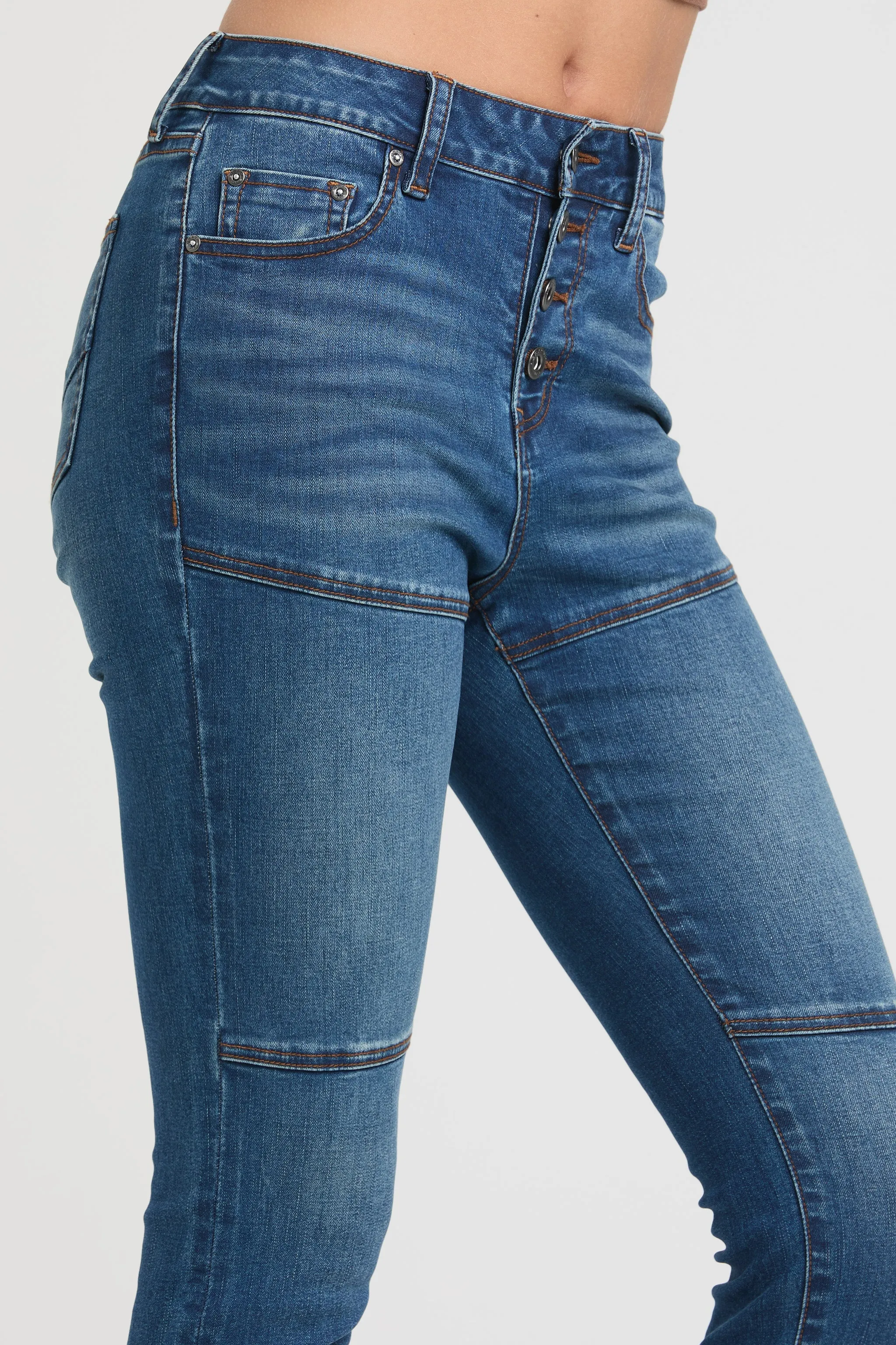 Moto-Inspired Seaming Skinny Jeans sold by Grace in LA product image thumbnail 5