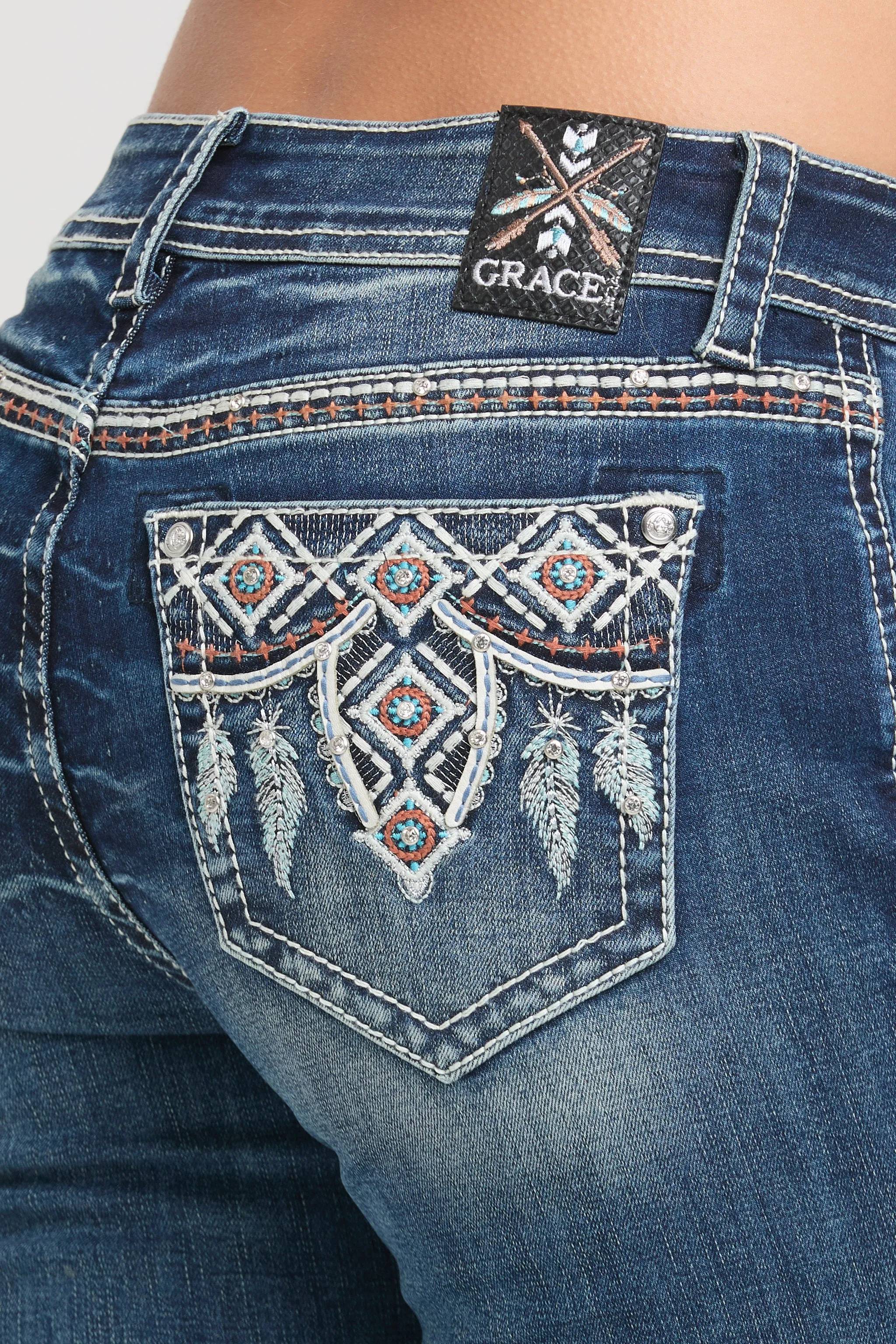 Aztec Embroidery Bootcut Jeans sold by Grace in LA product image thumbnail 2