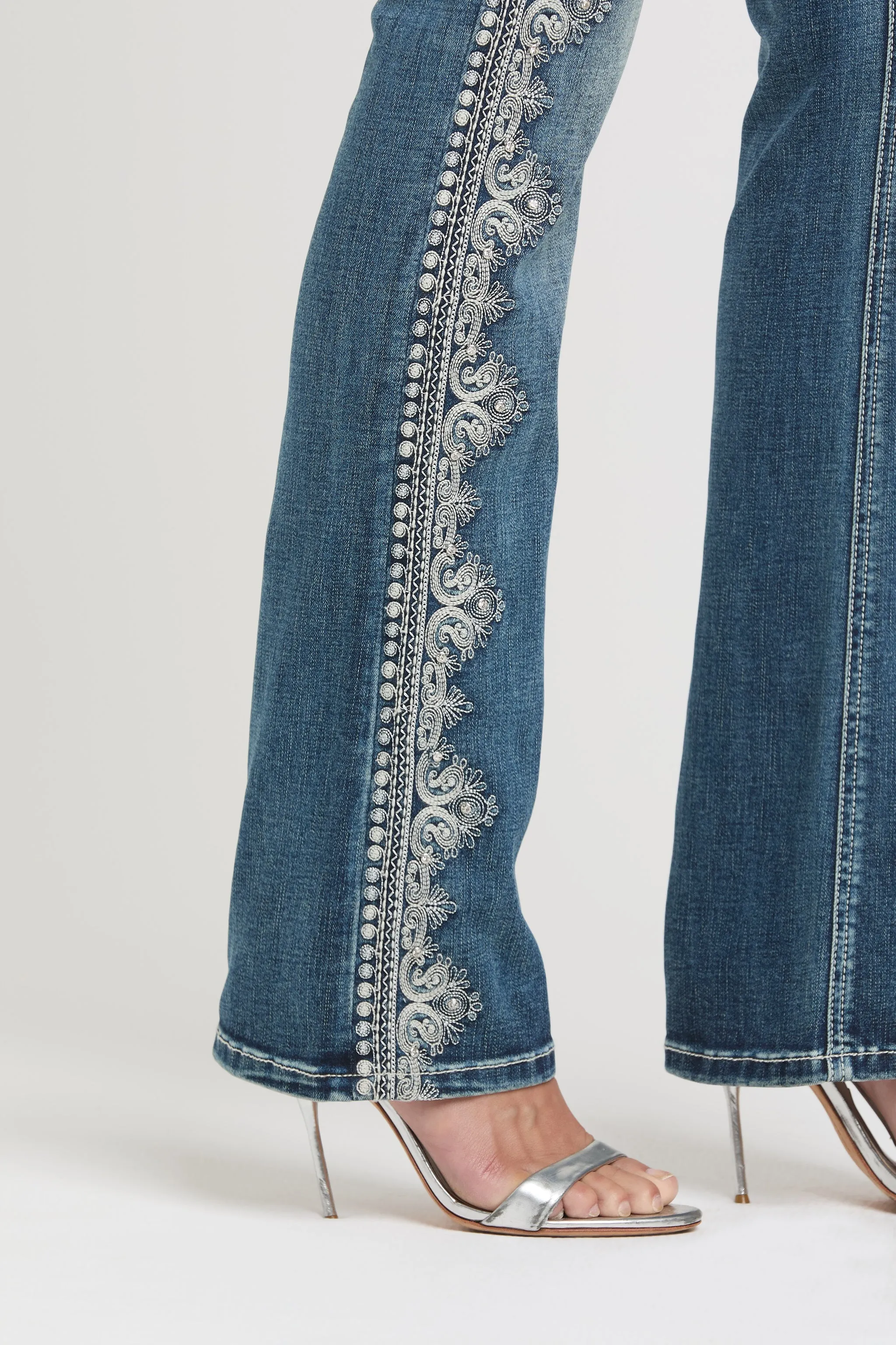 Side Embroidery Detail Bootcut Jeans sold by Grace in LA product image thumbnail 5