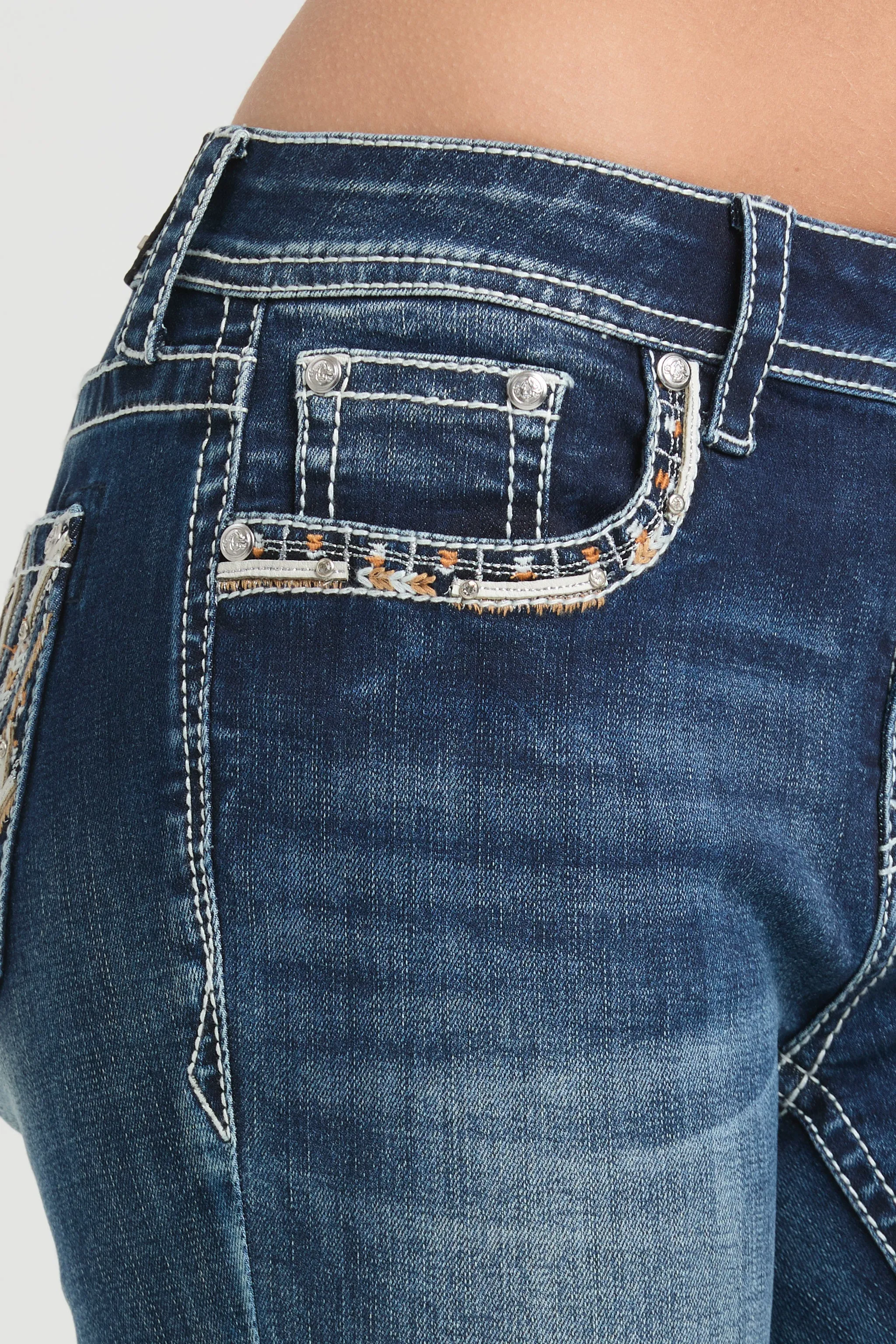 Aztec Embroidery Mid Rise Bootcut Jeans sold by Grace in LA product image thumbnail 5