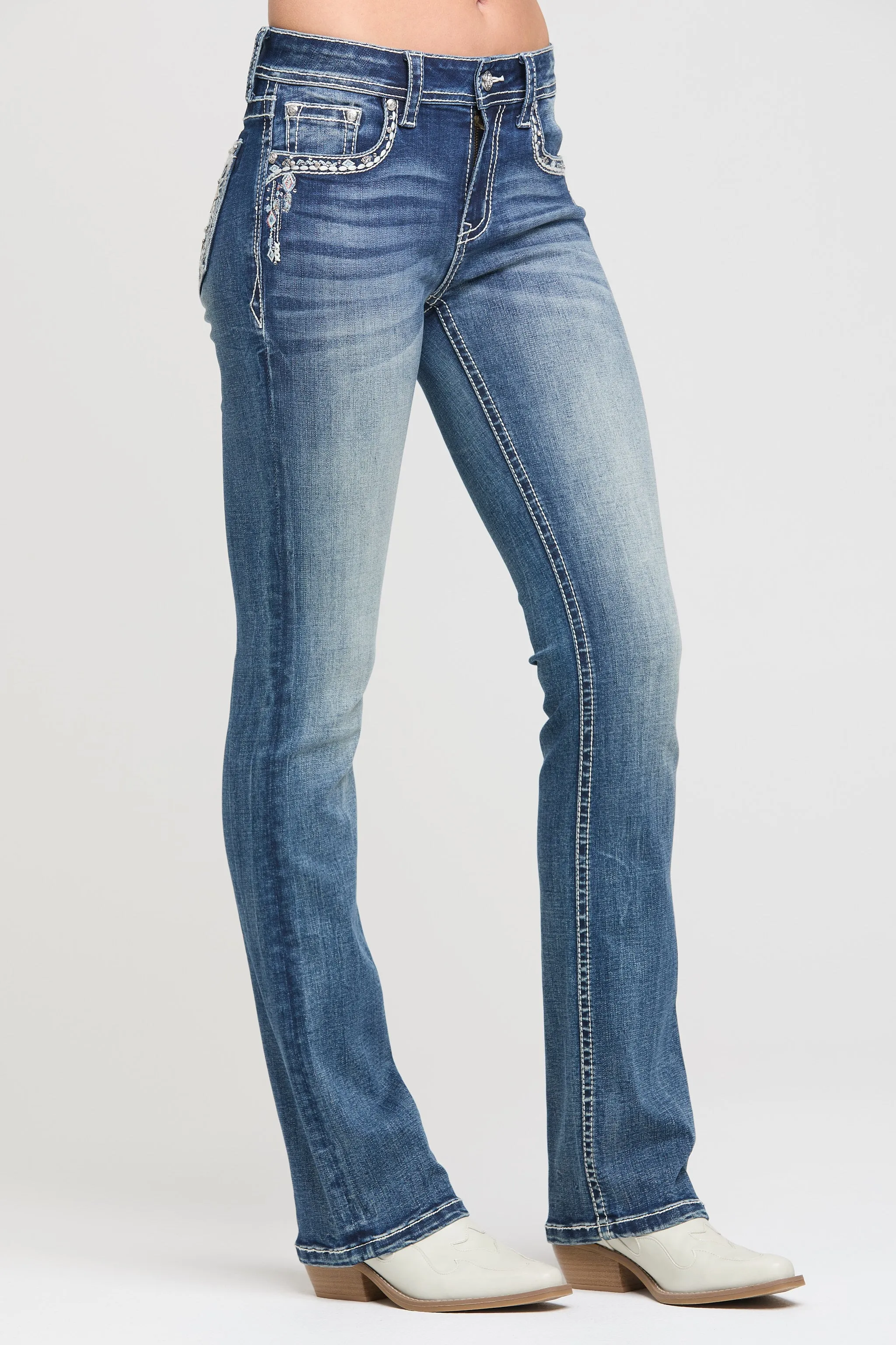 Sun & Moon Embroidery Bootcut Jeans sold by Grace in LA product image thumbnail 4