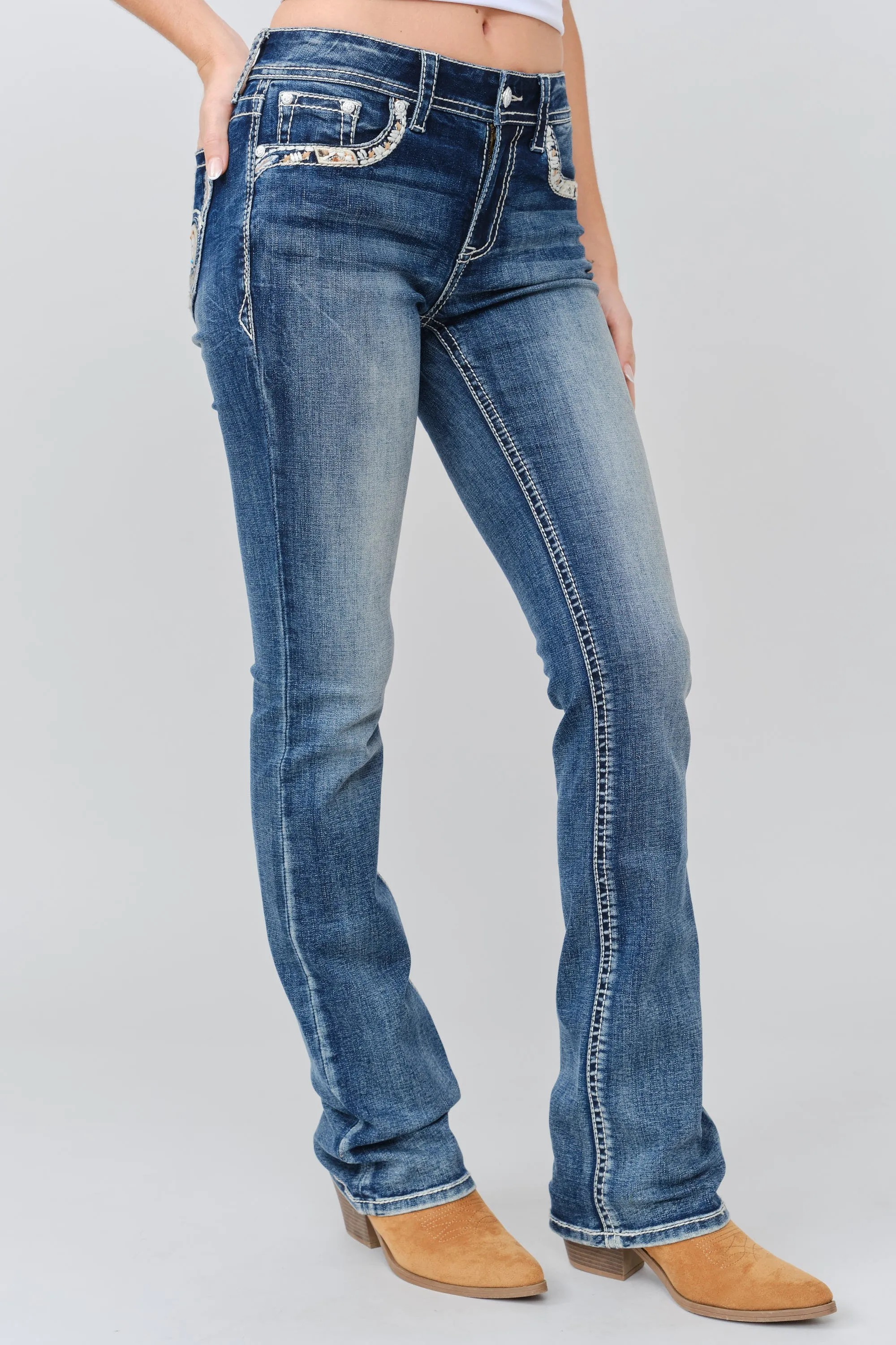 Fleur-De-Lis Bootcut Jeans sold by Grace in LA product image thumbnail 4