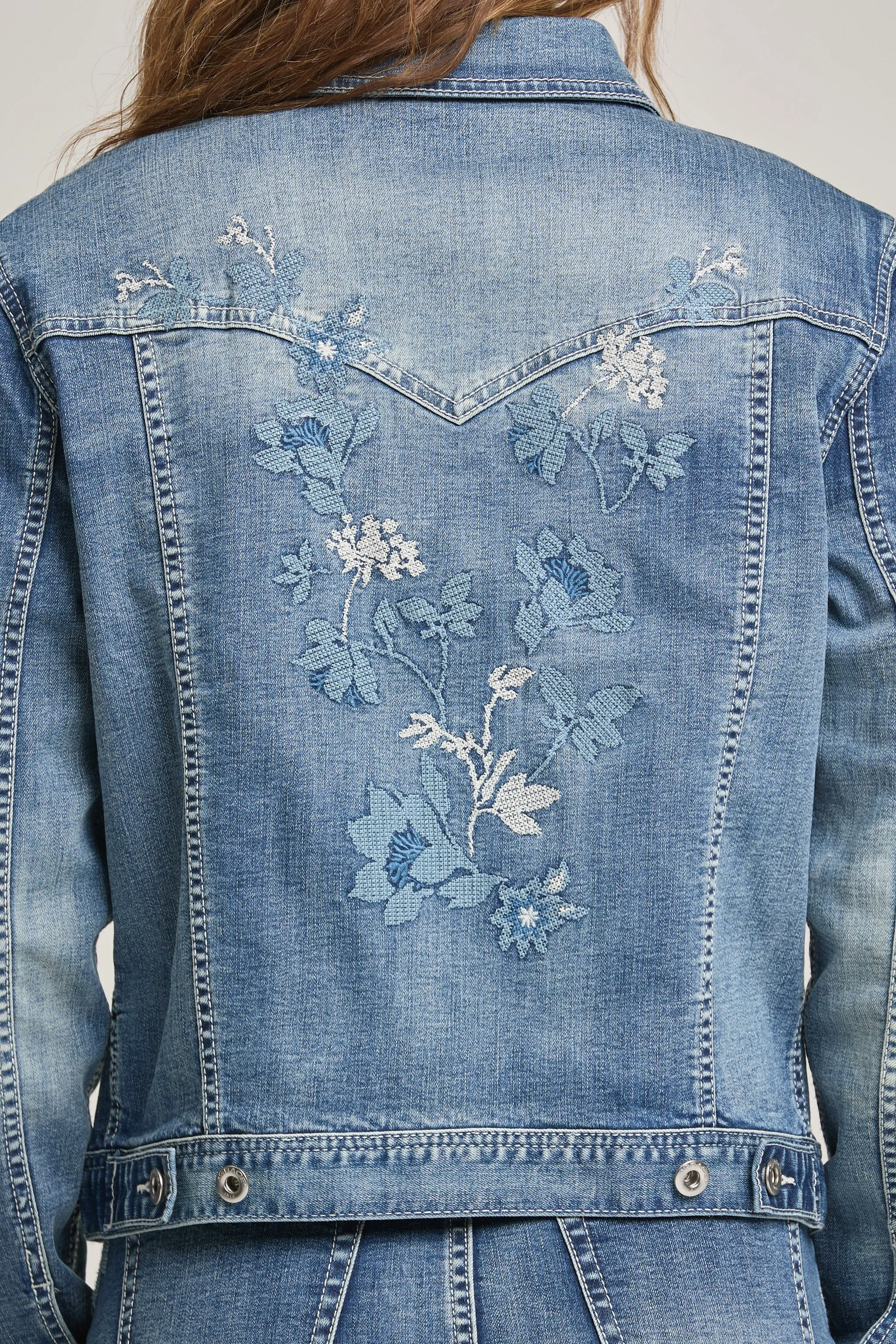 Floral Blue Embroidered Denim Jacket sold by Grace in LA product image thumbnail 2