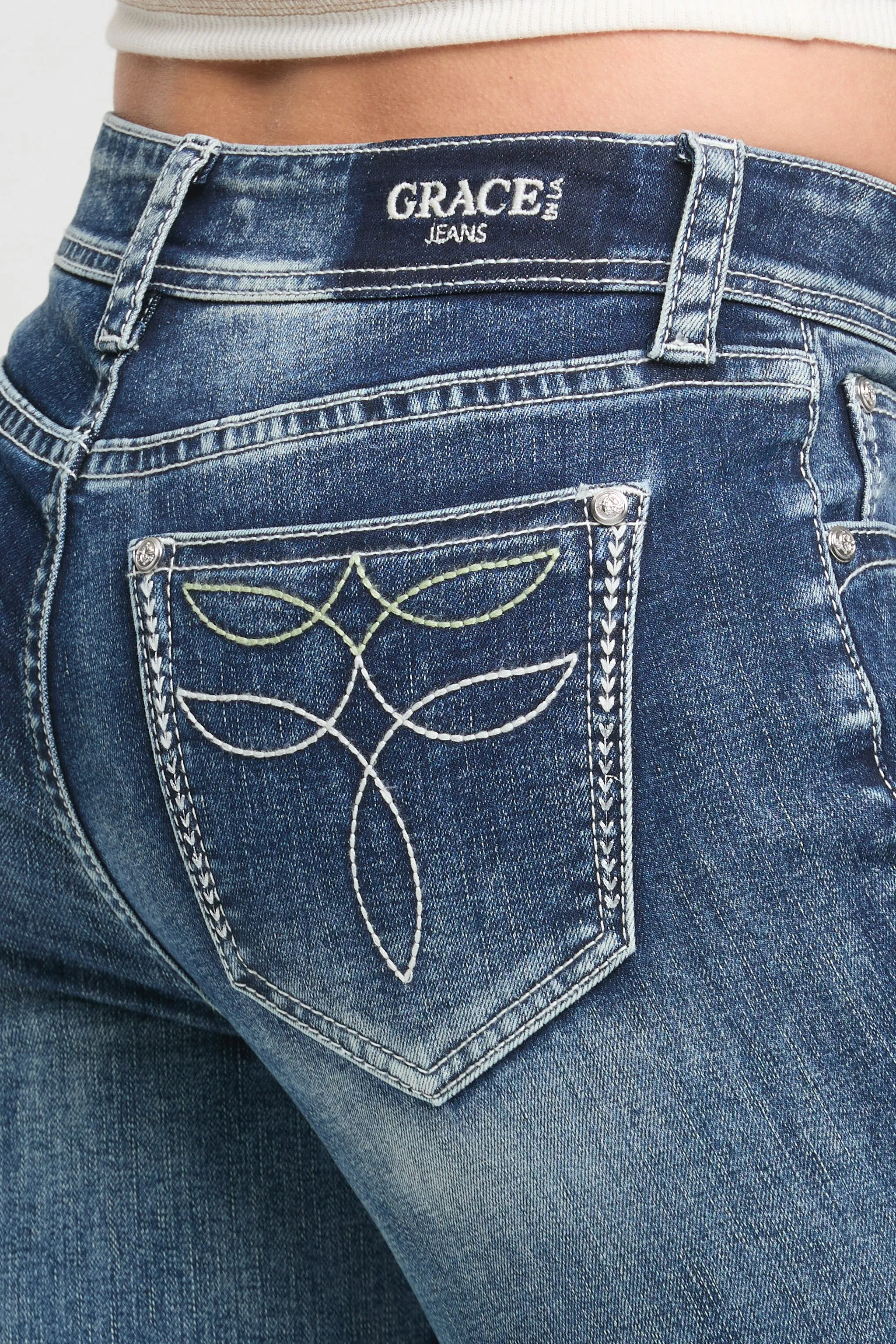 Toe Bug Embroidery Flare Jeans sold by Grace in LA product image thumbnail 2