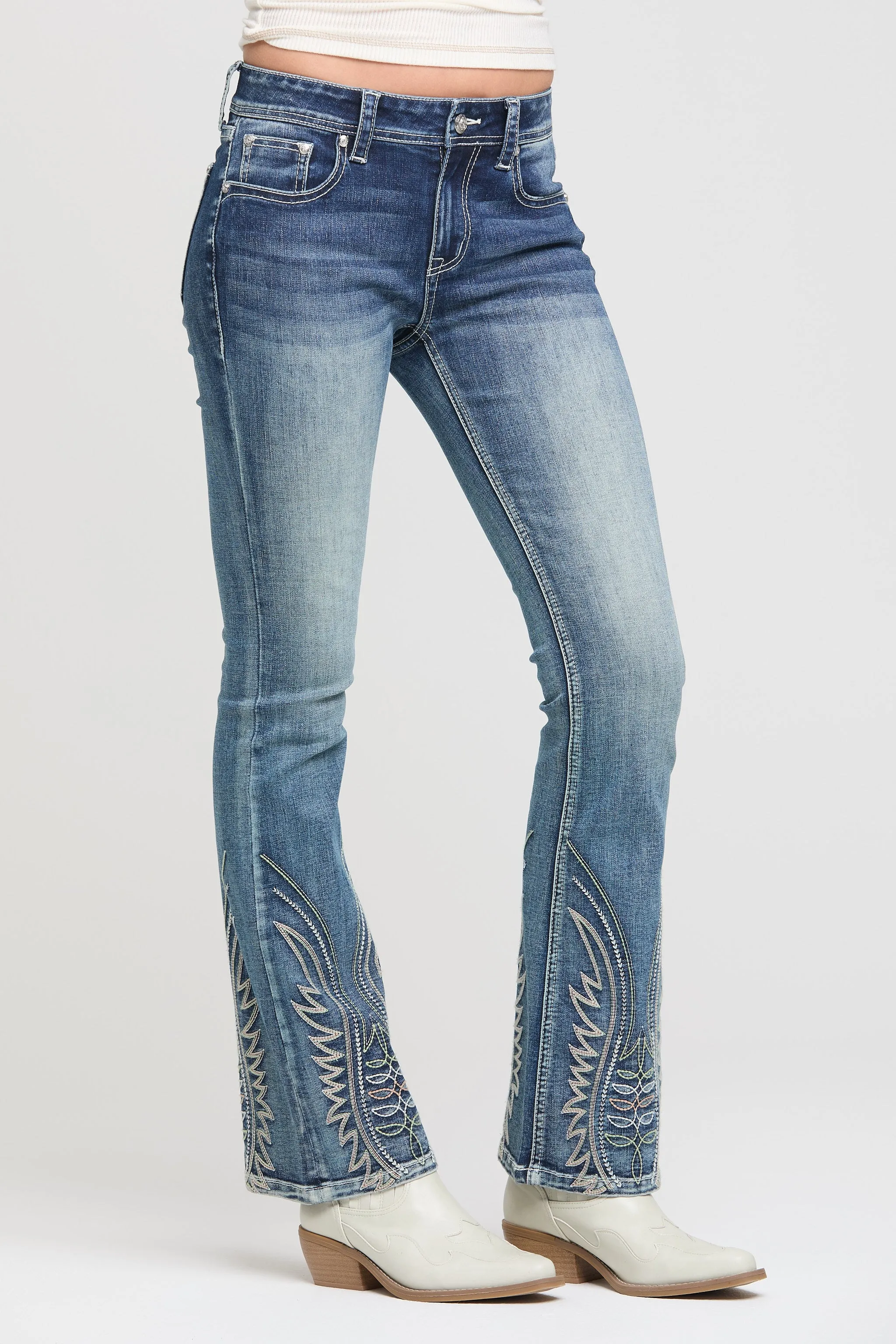 Toe Bug Embroidery Flare Jeans sold by Grace in LA product image thumbnail 3